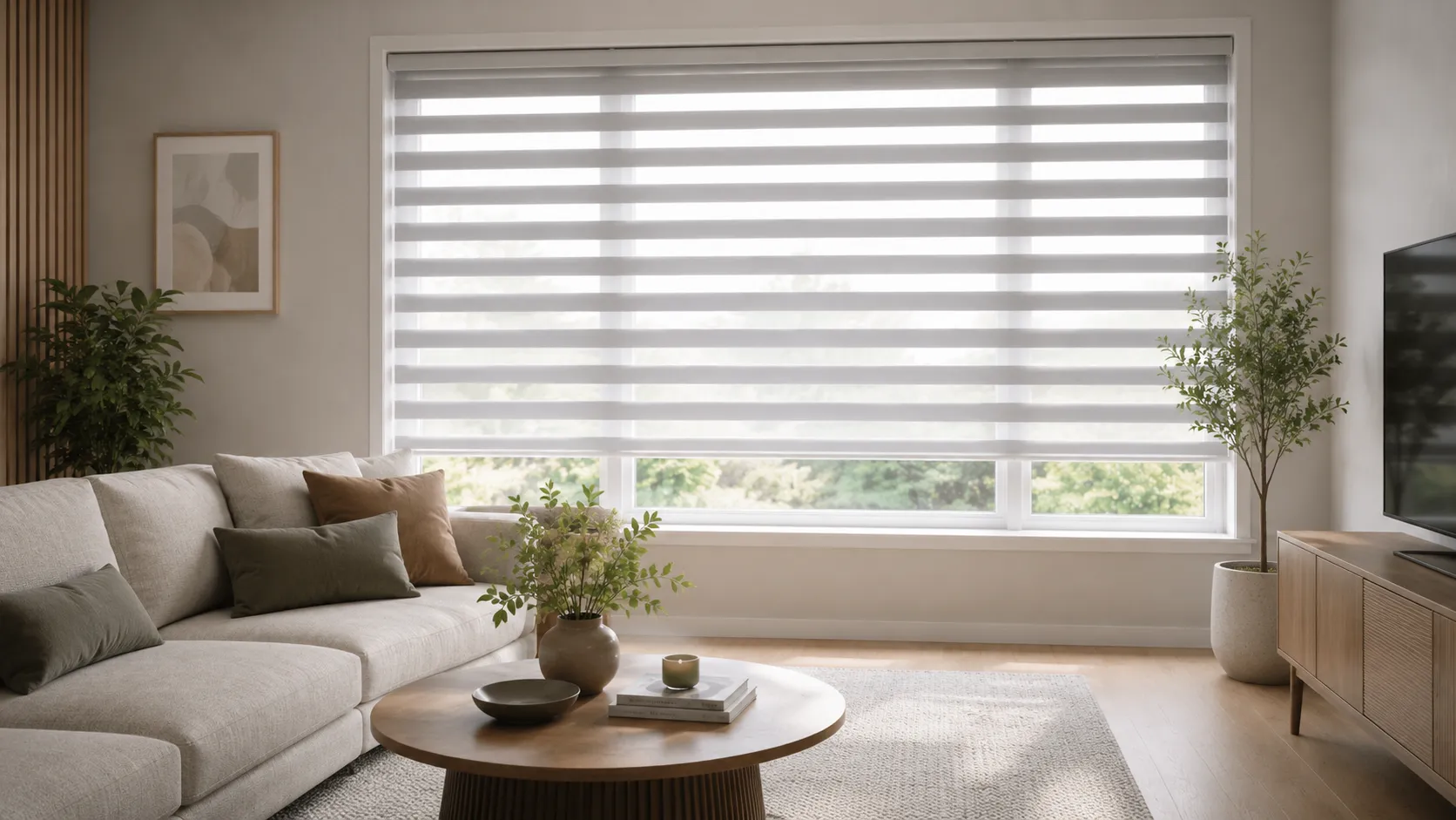 Zebra blinds in a bright modern room