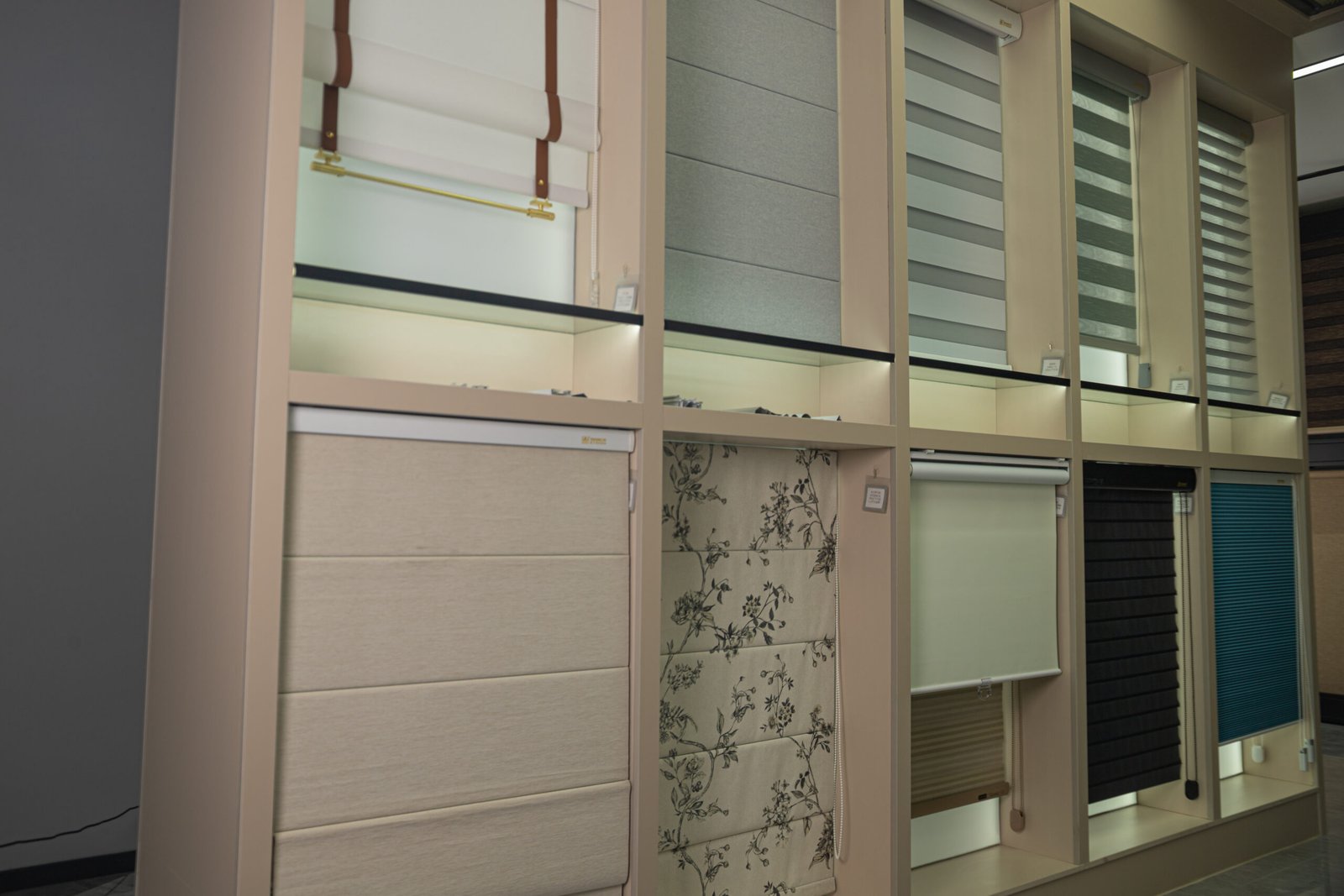 Custom blinds showroom with modern window covering options